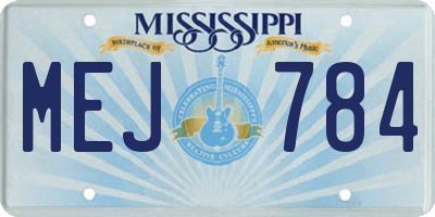 MS license plate MEJ784