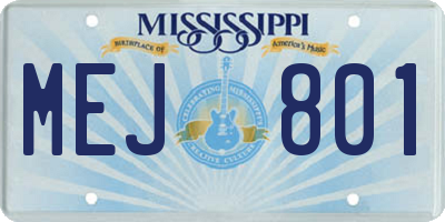 MS license plate MEJ801