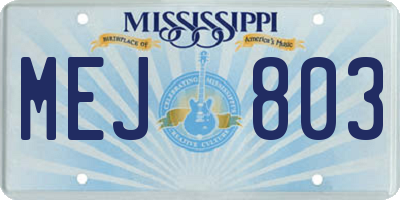 MS license plate MEJ803