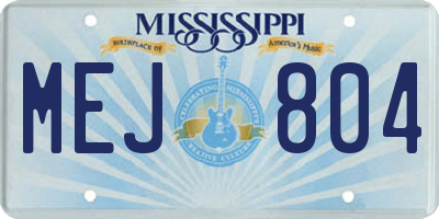 MS license plate MEJ804
