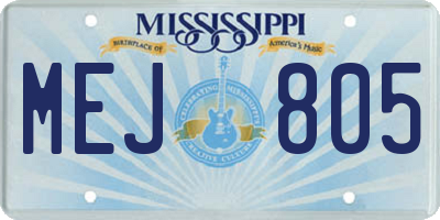 MS license plate MEJ805