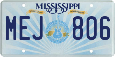 MS license plate MEJ806