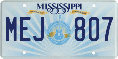 MS license plate MEJ807