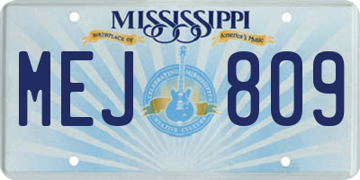 MS license plate MEJ809