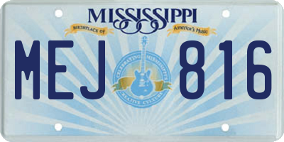 MS license plate MEJ816