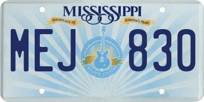 MS license plate MEJ830