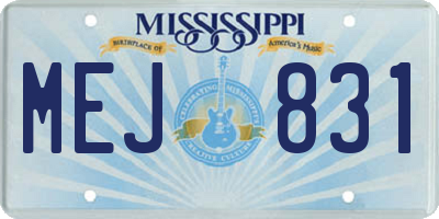 MS license plate MEJ831