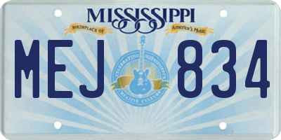 MS license plate MEJ834