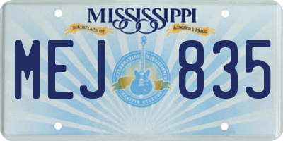 MS license plate MEJ835