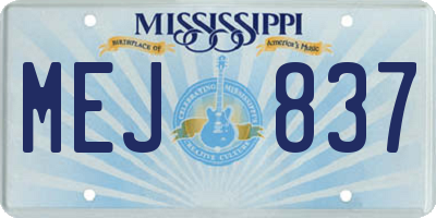 MS license plate MEJ837