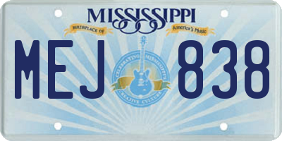 MS license plate MEJ838