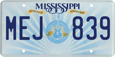 MS license plate MEJ839