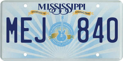 MS license plate MEJ840