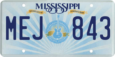 MS license plate MEJ843