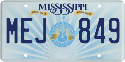 MS license plate MEJ849