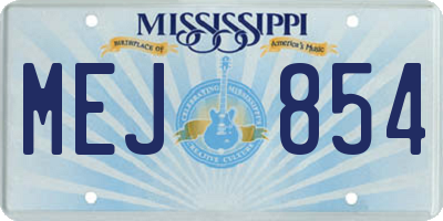 MS license plate MEJ854