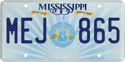 MS license plate MEJ865
