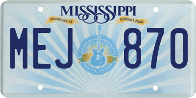 MS license plate MEJ870