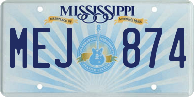 MS license plate MEJ874