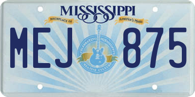 MS license plate MEJ875