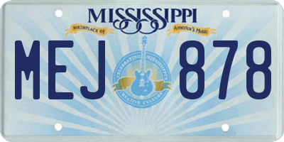 MS license plate MEJ878