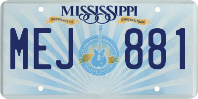 MS license plate MEJ881