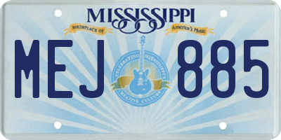 MS license plate MEJ885