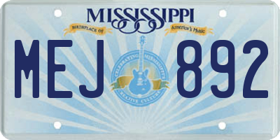 MS license plate MEJ892