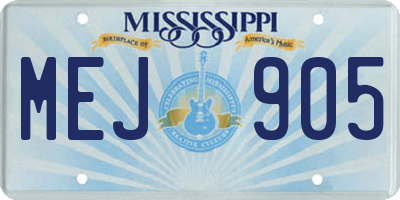 MS license plate MEJ905