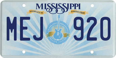 MS license plate MEJ920