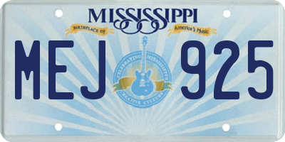 MS license plate MEJ925