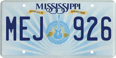 MS license plate MEJ926
