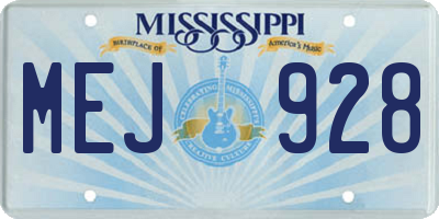 MS license plate MEJ928