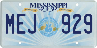 MS license plate MEJ929