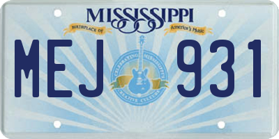 MS license plate MEJ931