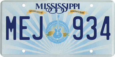 MS license plate MEJ934