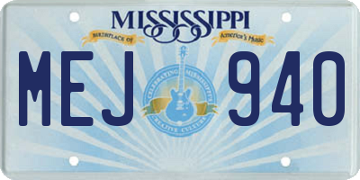 MS license plate MEJ940