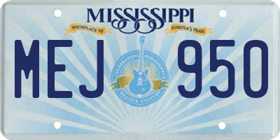 MS license plate MEJ950
