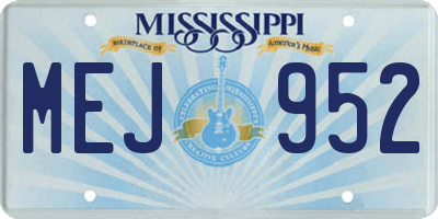 MS license plate MEJ952