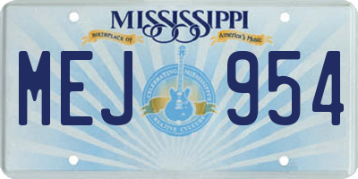 MS license plate MEJ954
