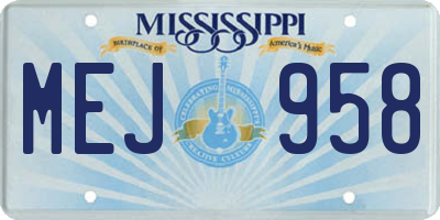 MS license plate MEJ958