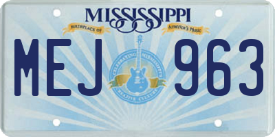 MS license plate MEJ963
