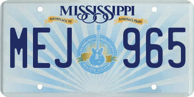 MS license plate MEJ965