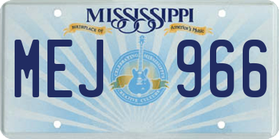 MS license plate MEJ966