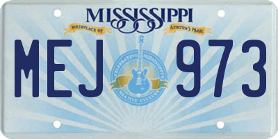 MS license plate MEJ973