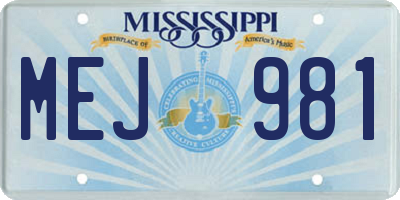 MS license plate MEJ981