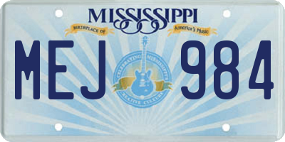 MS license plate MEJ984