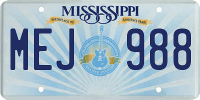 MS license plate MEJ988