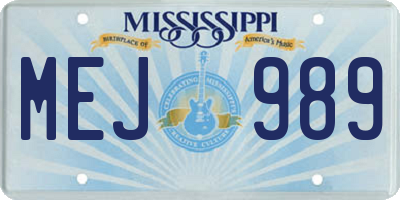 MS license plate MEJ989