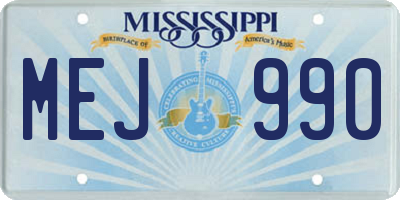 MS license plate MEJ990